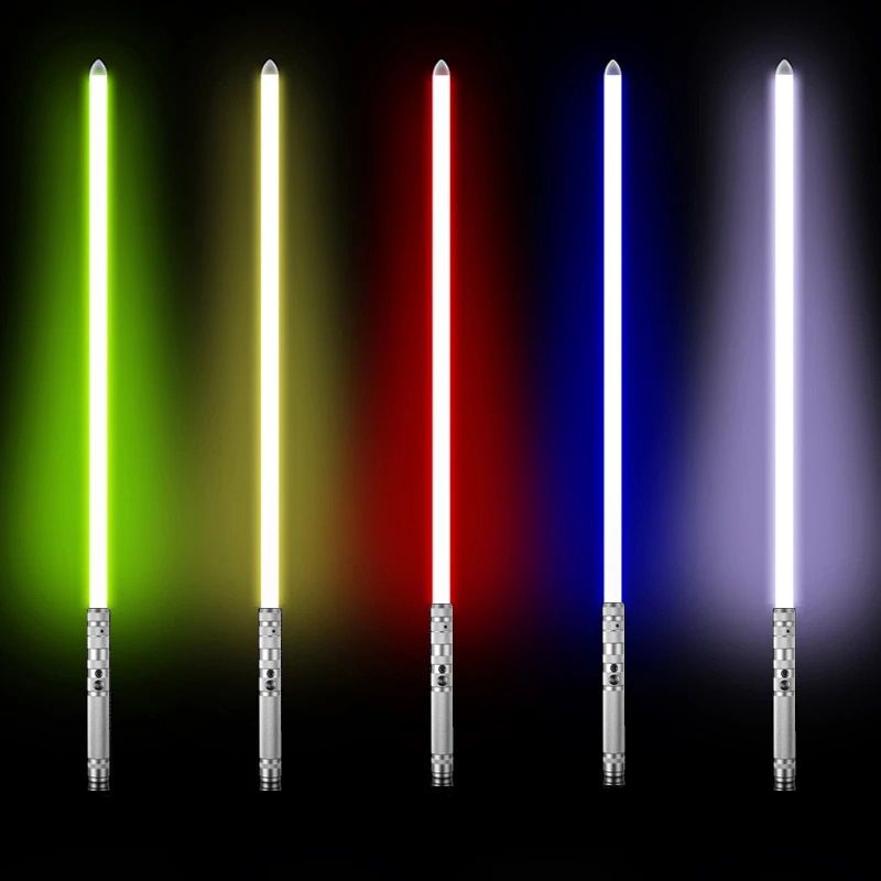 Metal Handle RGB Cosplay Double-edged Lightsaber Laser Sword 7 Colors Change LED Switchable Sound And Light For Boys Girls Gift