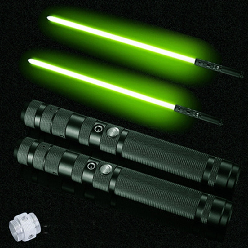 Metal Handle RGB Cosplay Double-edged Lightsaber Laser Sword 7 Colors Change LED Switchable Sound And Light For Boys Girls Gift