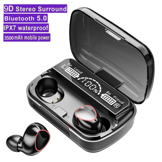 TWS Wireless Headphones 9D Stereo Bluetooth-compatible Earphones Waterproof Earbuds Sport Headset with Mic 3500 Charging Box